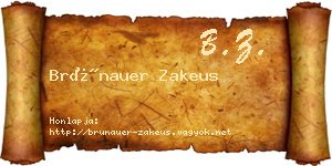 Brünauer Zakeus névjegykártya